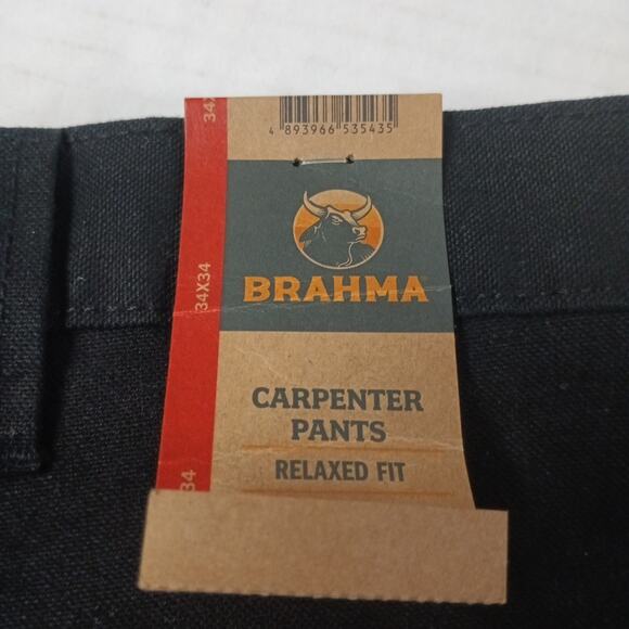 Brahma Work Carpenter Pants Men Size 34x34 Black Relaxed Fit - Picture 2 of 7